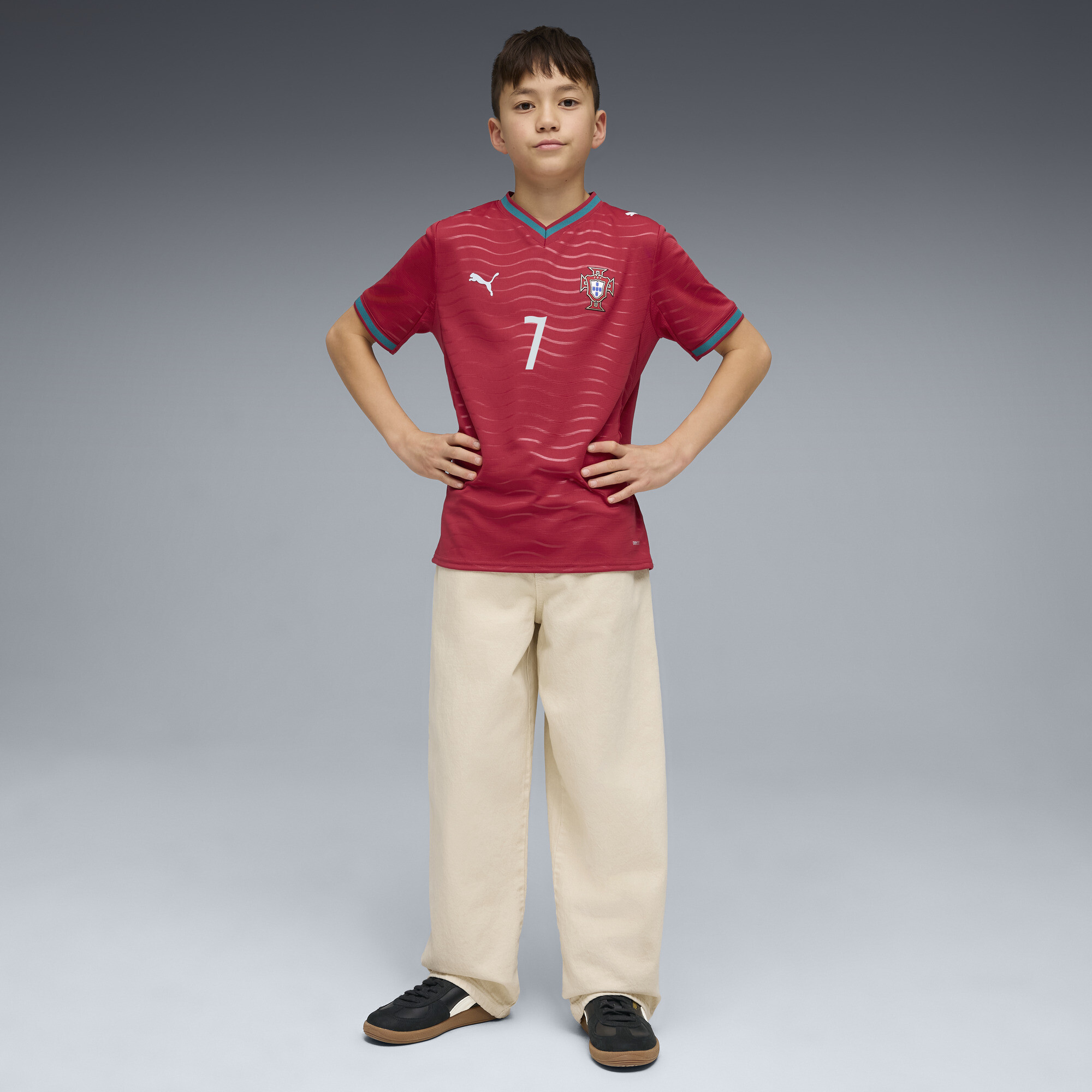PUMA Portugal 2026 Player thuisshirt, Groen/Rood, Maat 5-6Y thumbnail 4