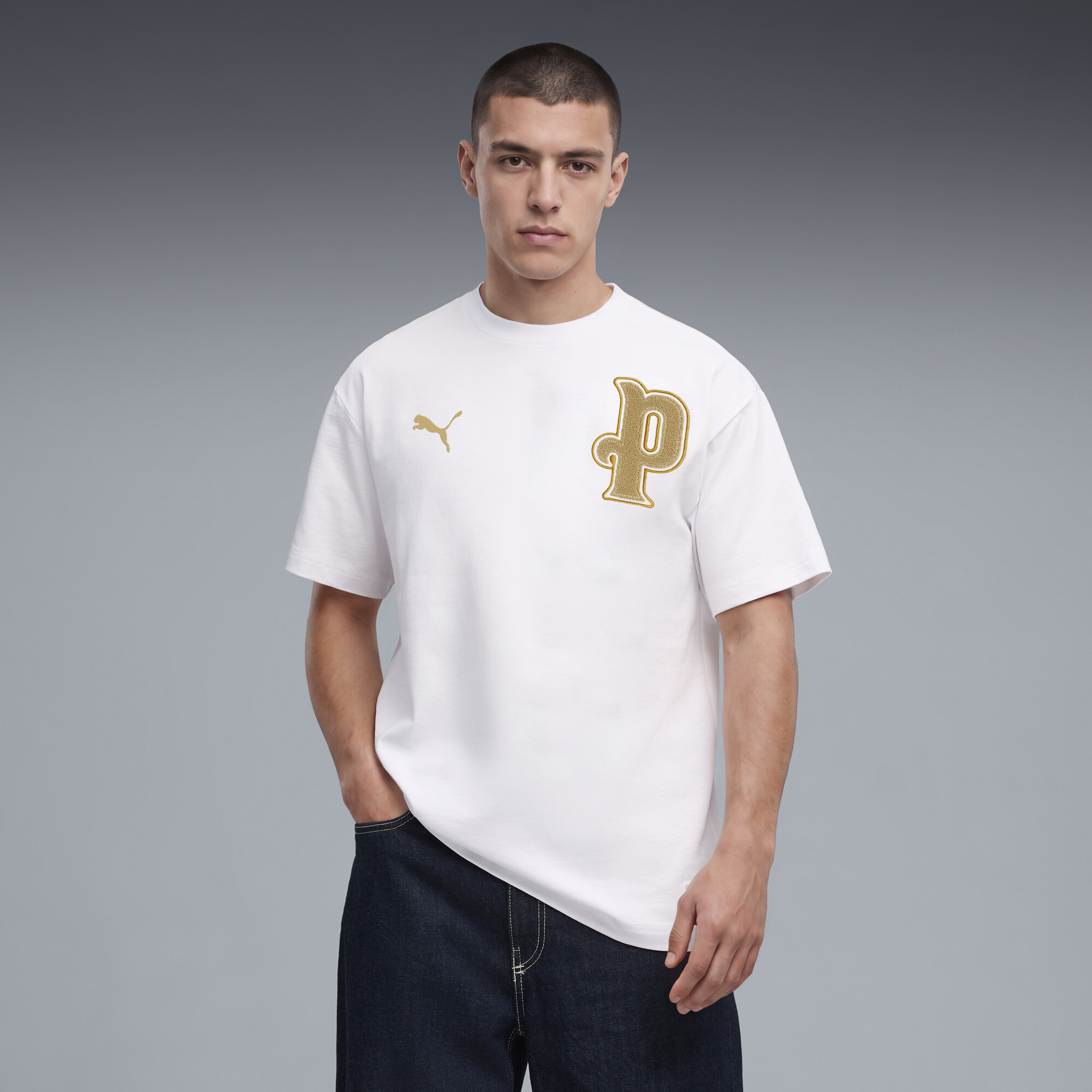 PUMA Manchester City 10th Anniversary Men’s Soccer T-Shirt in White, Size XS