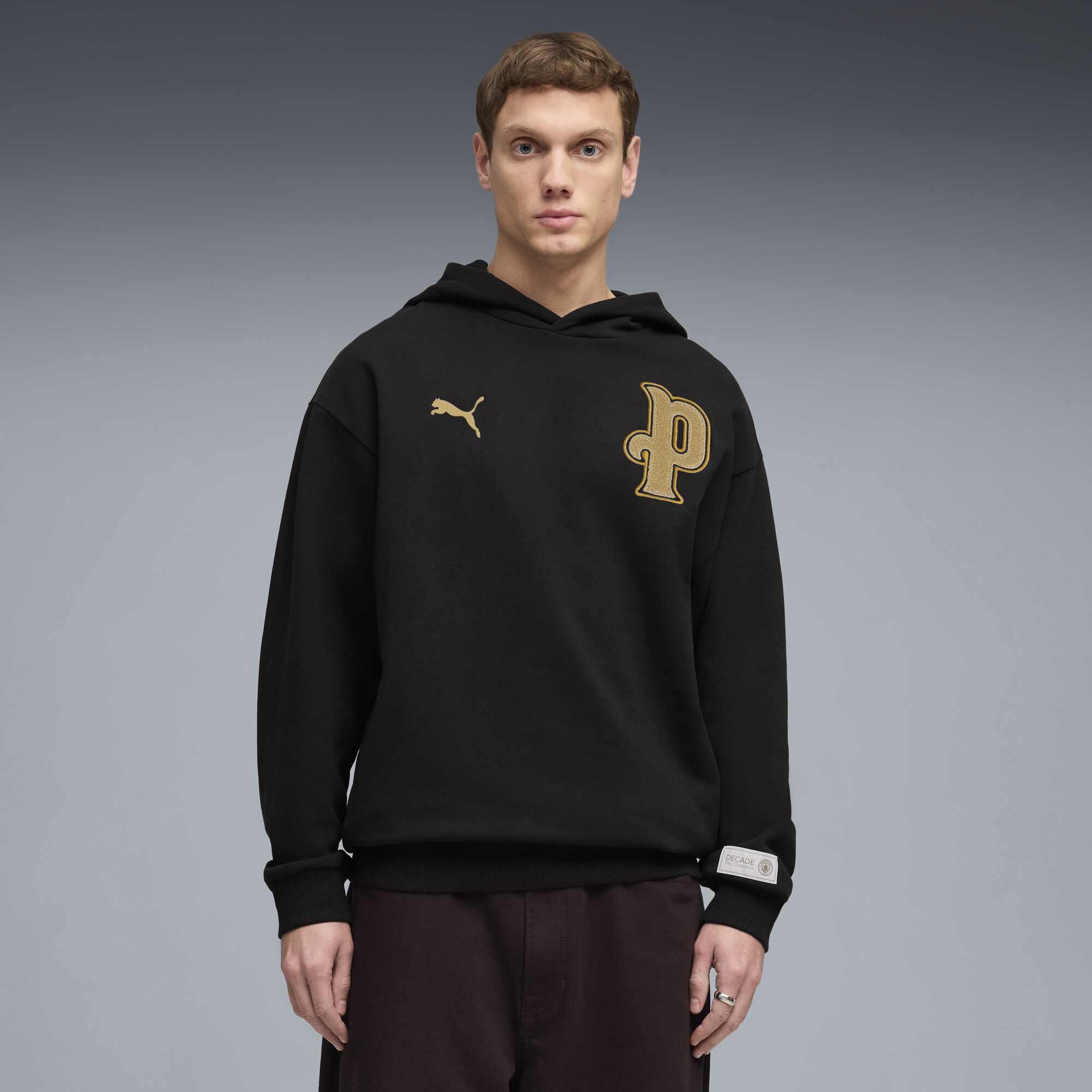PUMA Manchester City 10th Anniversary Men's Soccer Hoodie in Black, Size M