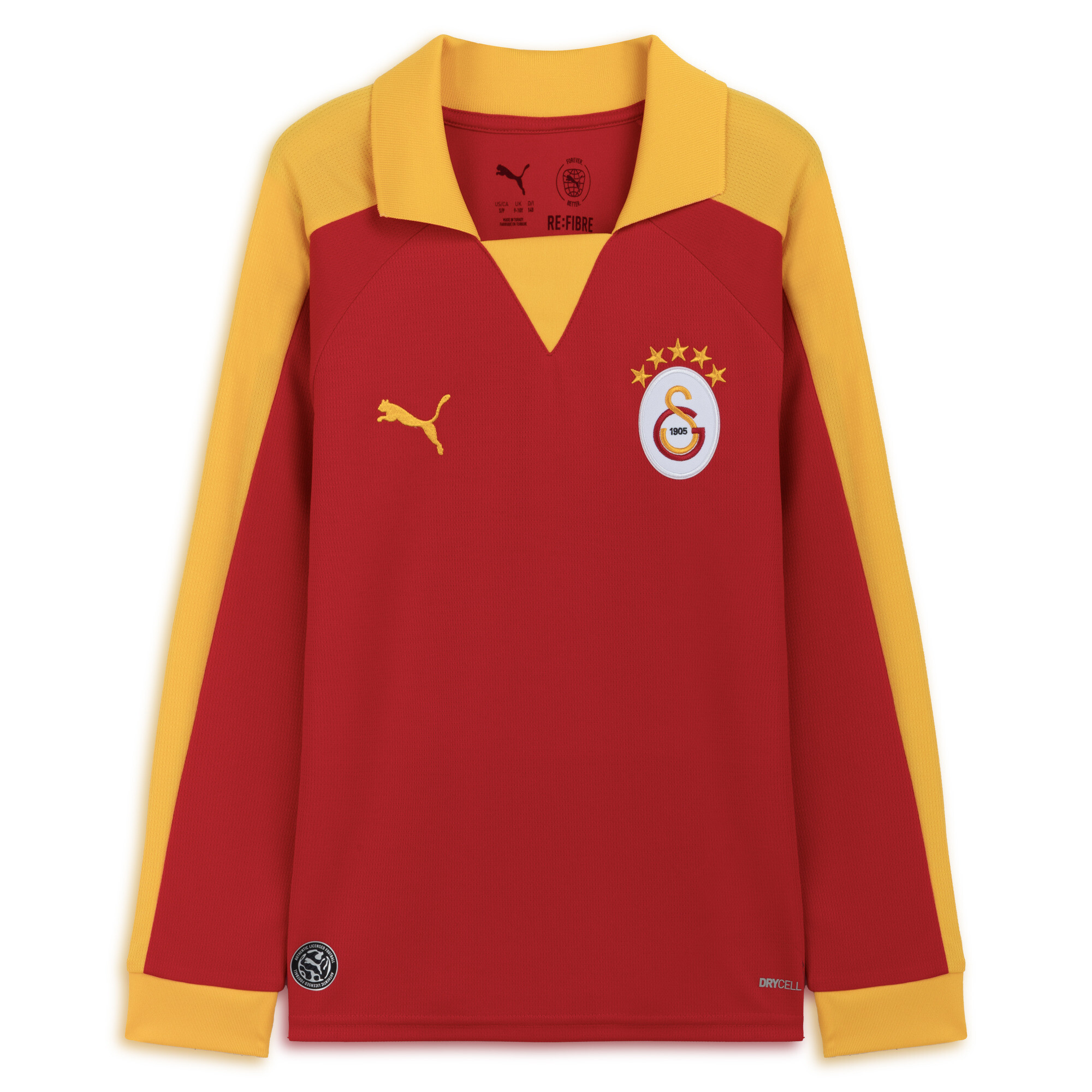 PUMA Galatasaray SK T7 shirt met lange mouwen, Rood/Geel, Maat 13-14Y