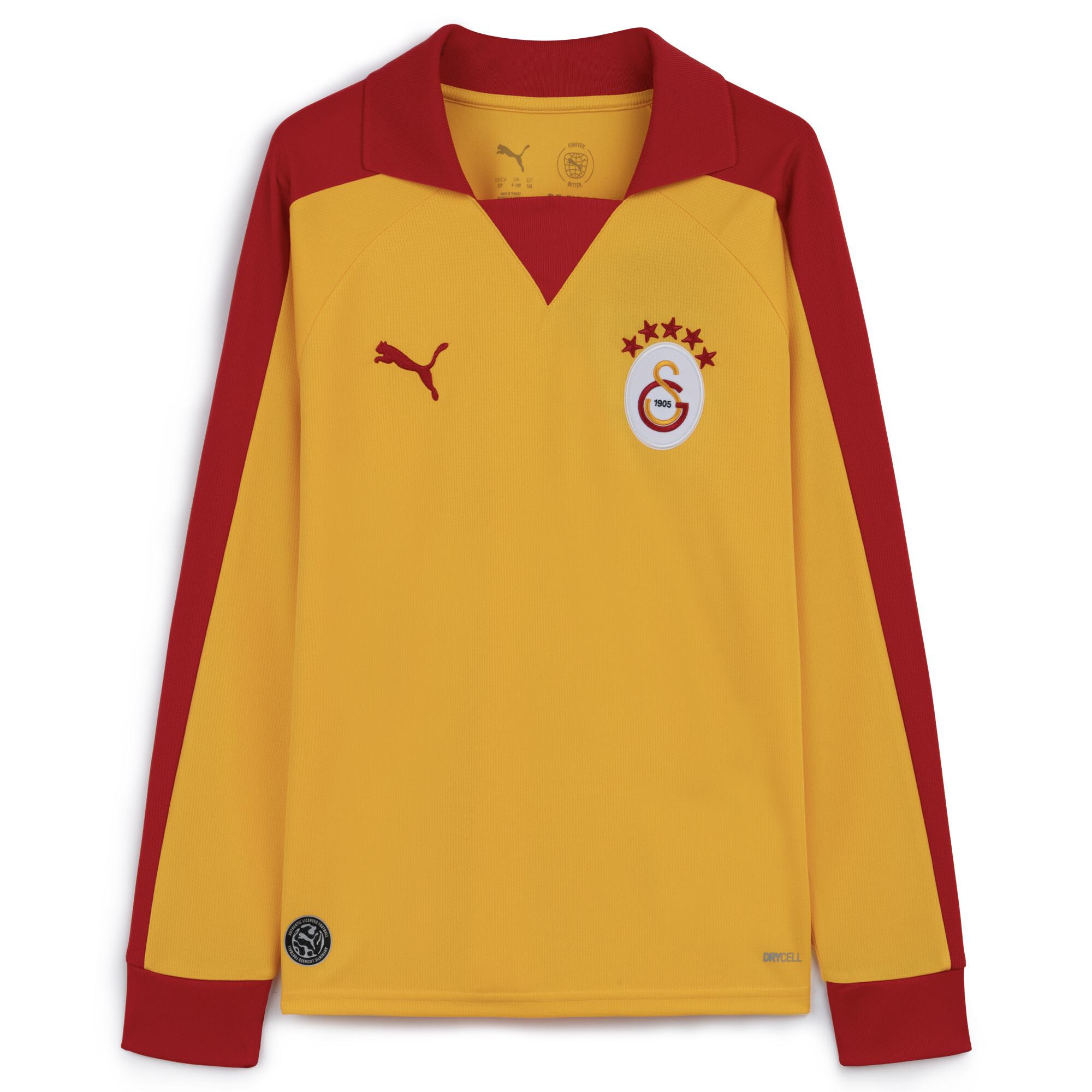 PUMA Galatasaray SK T7 shirt met lange mouwen, Rood/Geel, Maat 7-8Y