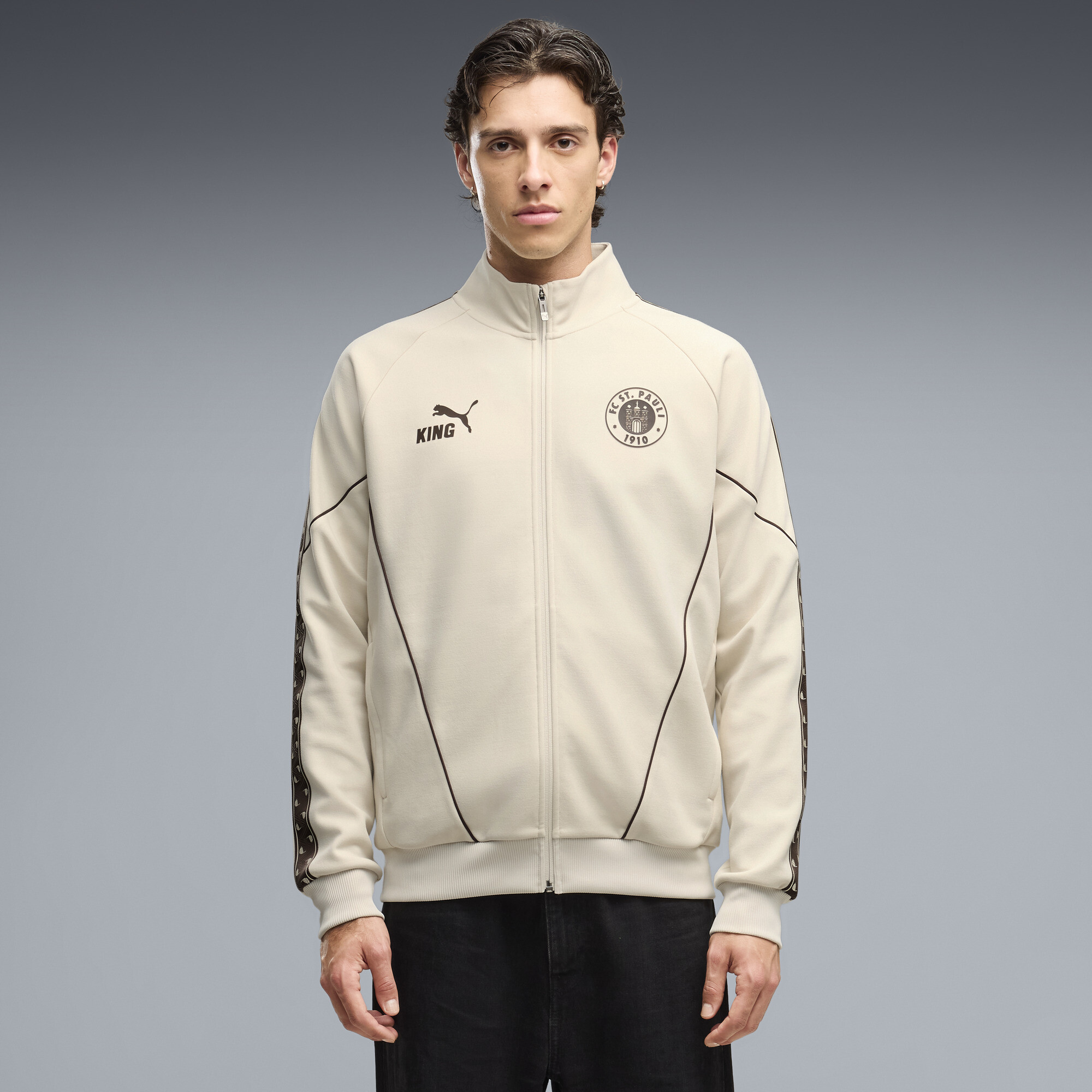 PUMA FC St. Pauli KING Anthem Jacke mit Reißverschluss Herren, Kleidung, Weiß, XXL