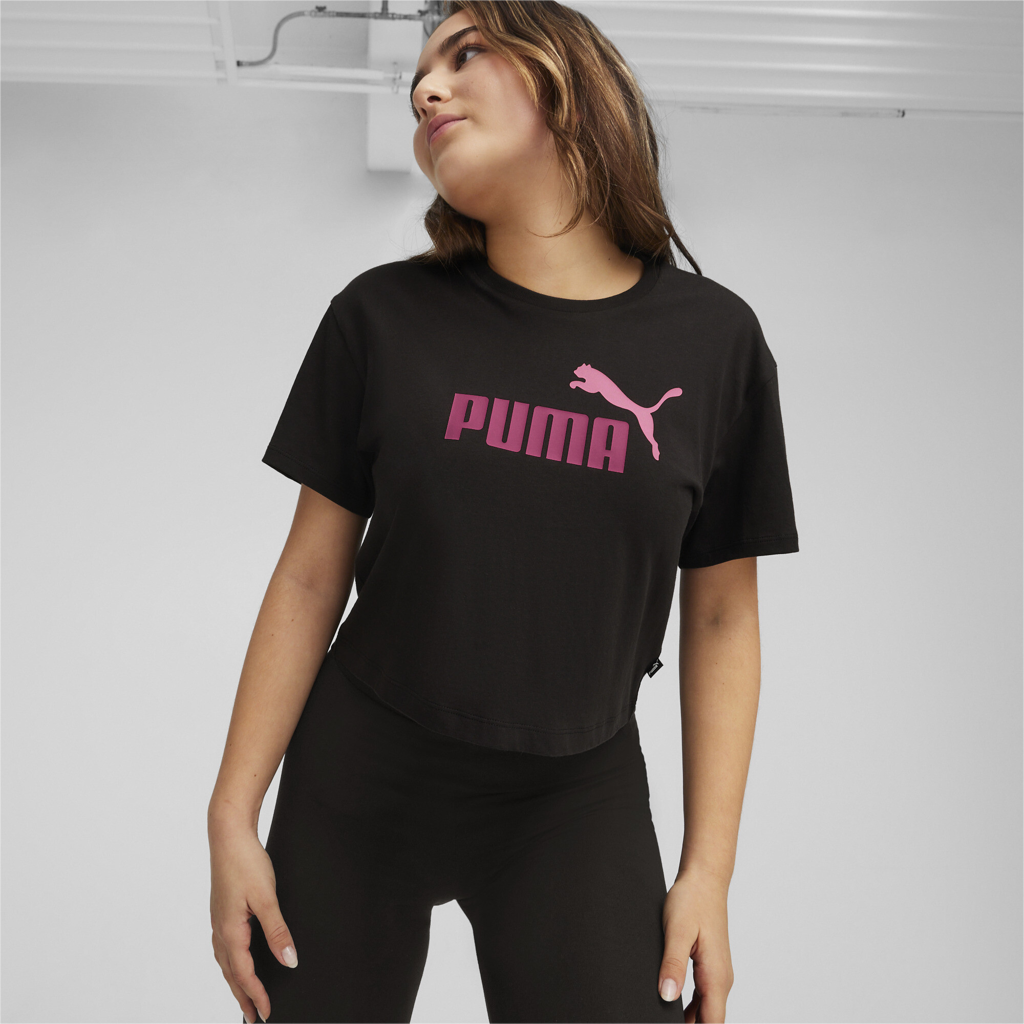 Puma Girls Logo Cropped Tee Youth, Black, Size 16, Shop