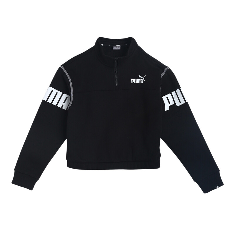 PUMA POWER Half-Zip Crew Loose Sweat Shirt, Black