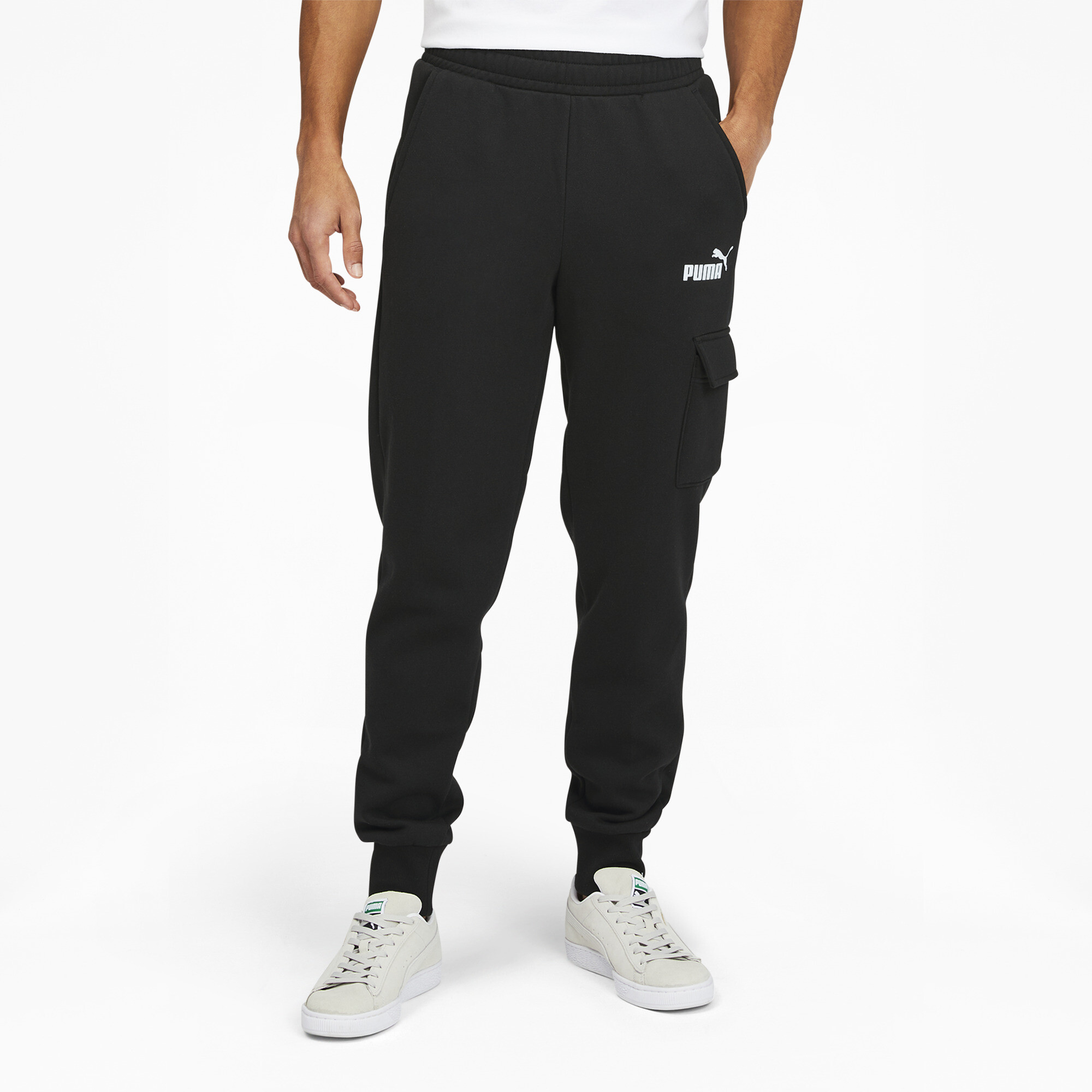 Men's Puma Essentials Cargo Pants, Black, Size M, Clothing