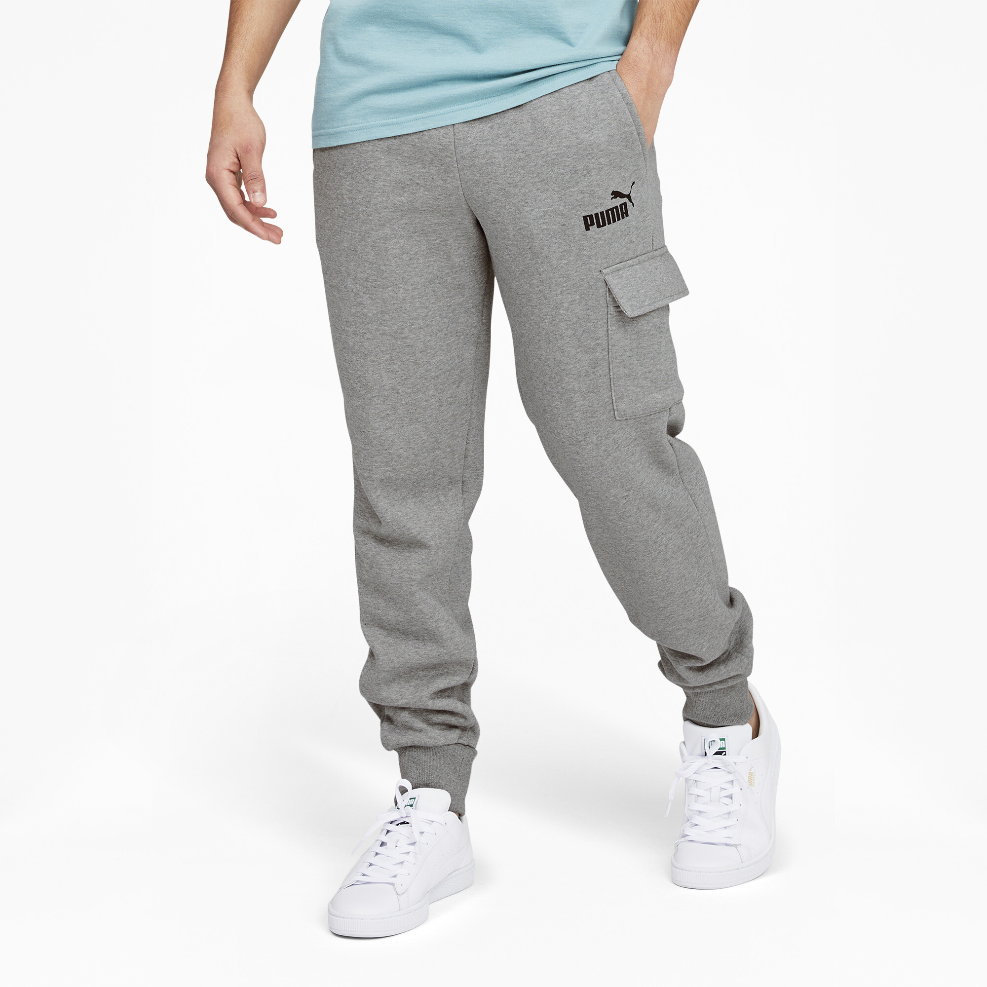 Puma Essentials Cargohose Herren | Mit Plain | Medium Gray Heather | Größe: L