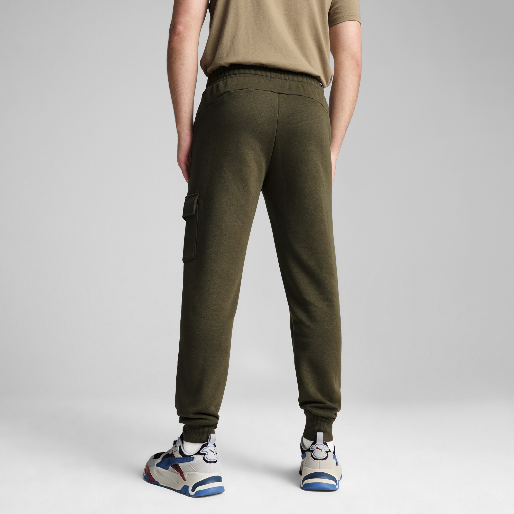 Men's Puma Essentials Cargo Pants, Green, Size S, Clothing