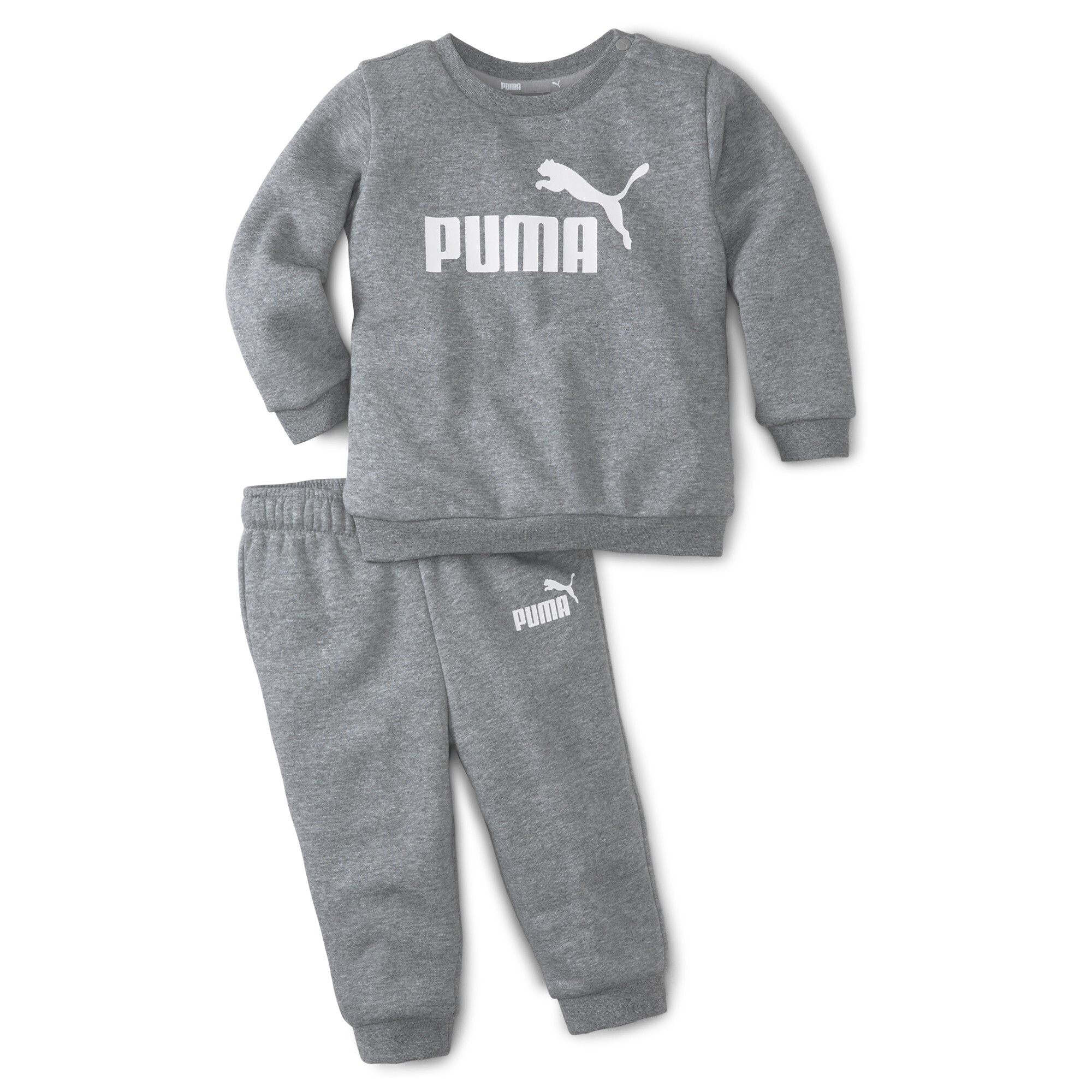 Puma Essentials Minicats Crew Neck Babies' Jogger Suit Sweatshirt, Gray Sweatshirt, Size 9-12M Sweatshirt, Clothing