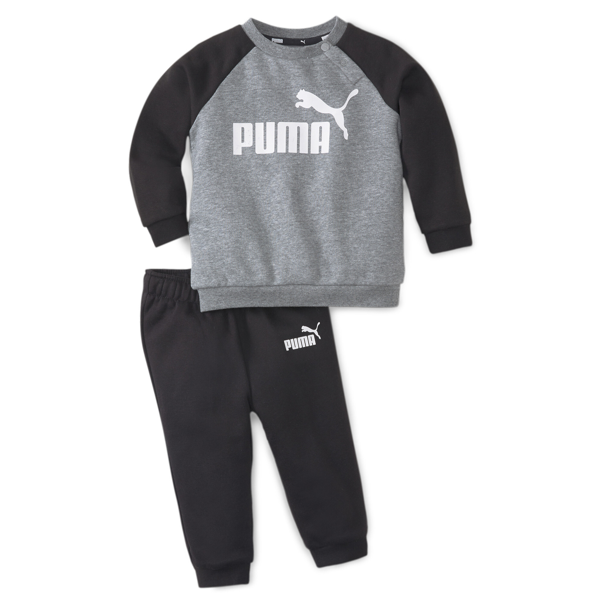 Puma Minicats Essentials Raglan Babies' Jogger Set, Black, Size 9-12M, Clothing