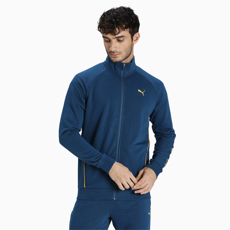 Men's PUMA One8 Virat Kohli Logo Slim Fit Jacket, Black/blue