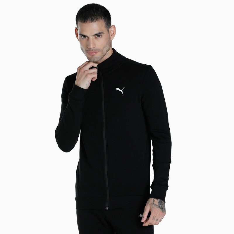 Men's PUMA Zippered Full-Zip Slim Fit Polo Cotton Jacket in Black size L