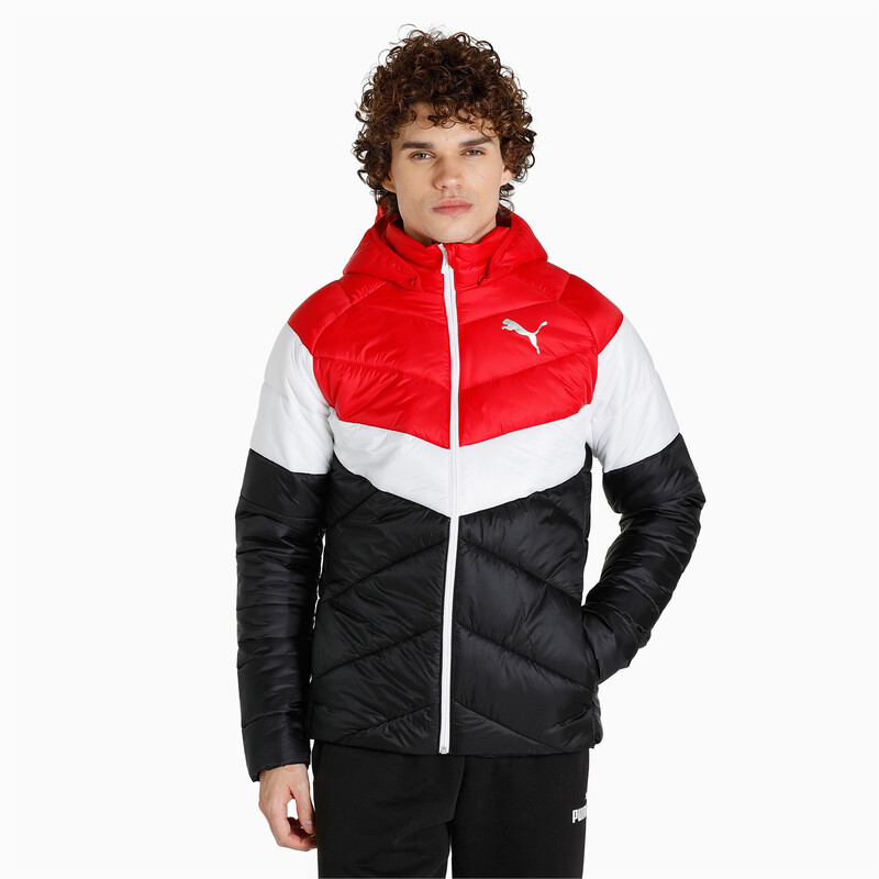Men s PUMA Colorblock Padded Jacket in Black Red size S