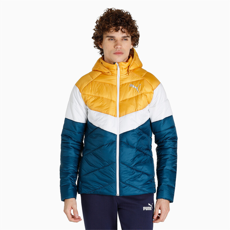 Men s PUMA Colorblock Padded Jacket in Black Blue Yellow size S