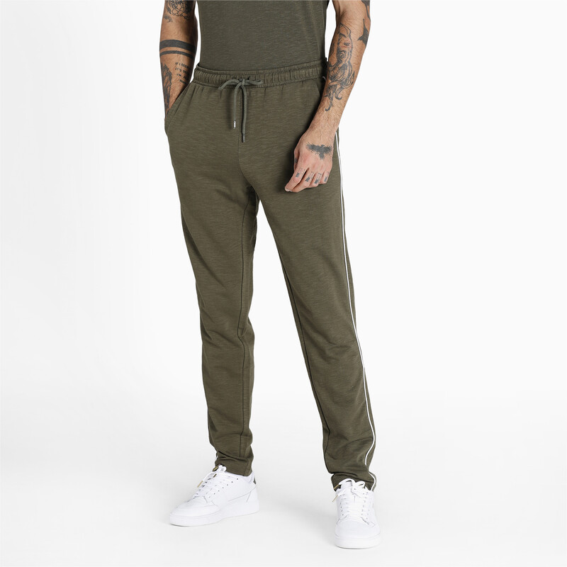 Men's PUMA Slub Slim Fit Knitted Slim Fit Sweat Pants, Gray