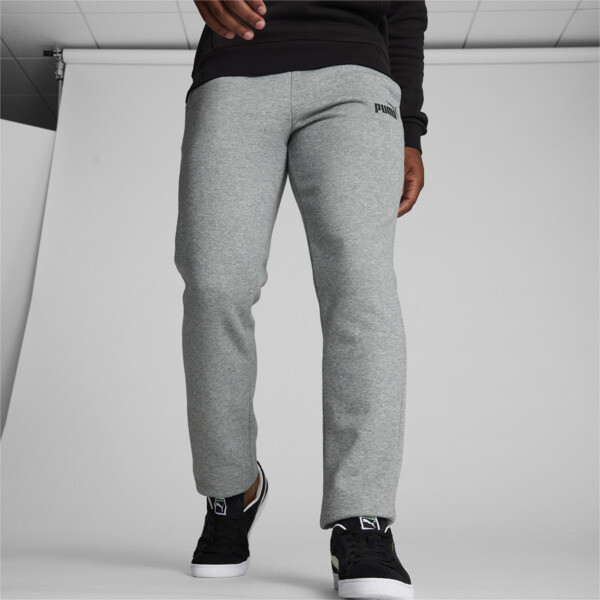 Shop Puma Essentials Logo Men's Pants In Medium Gray Heather