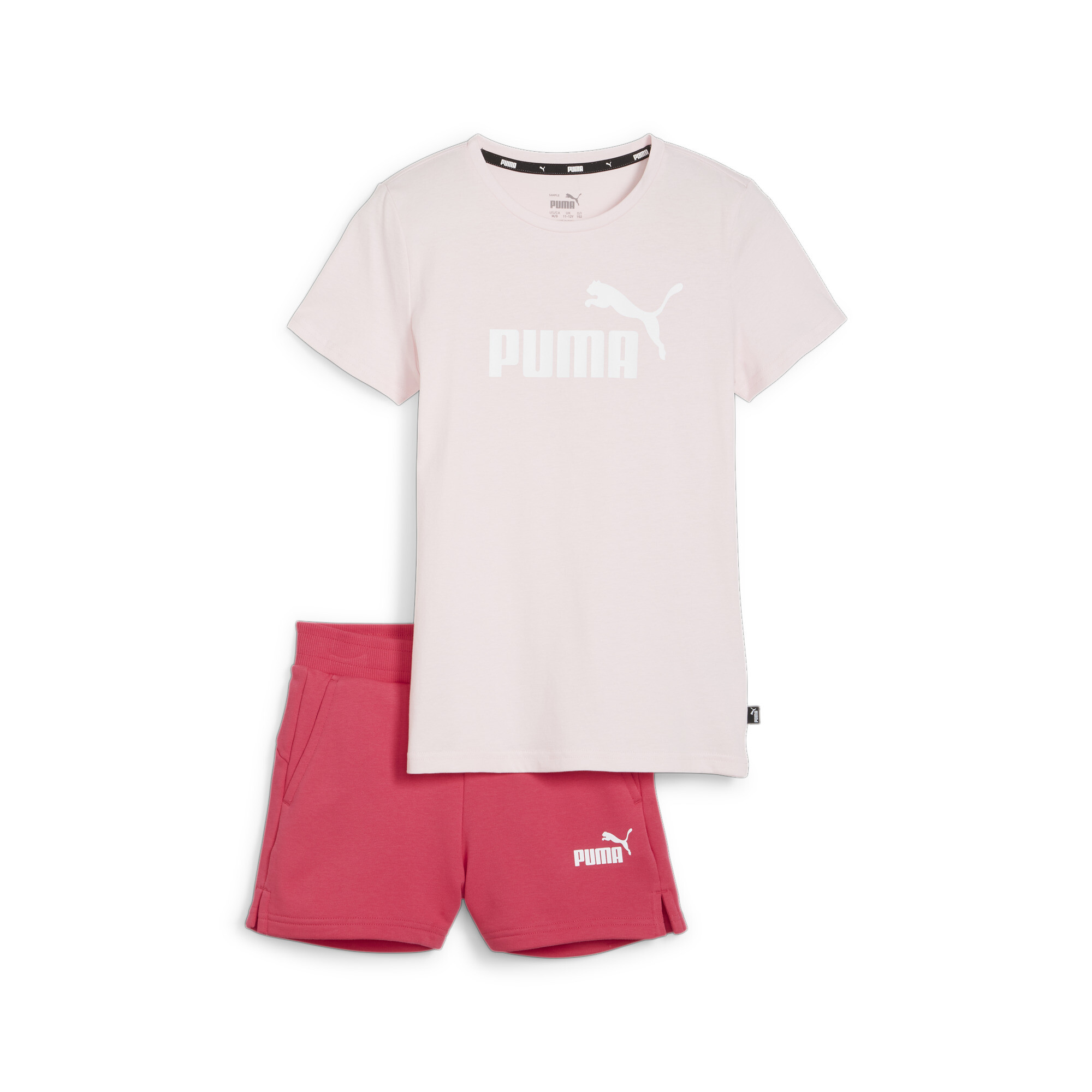 Women's Puma Logo Tee And Shorts Youth Set, Pink, Size 13-14Y, Clothing