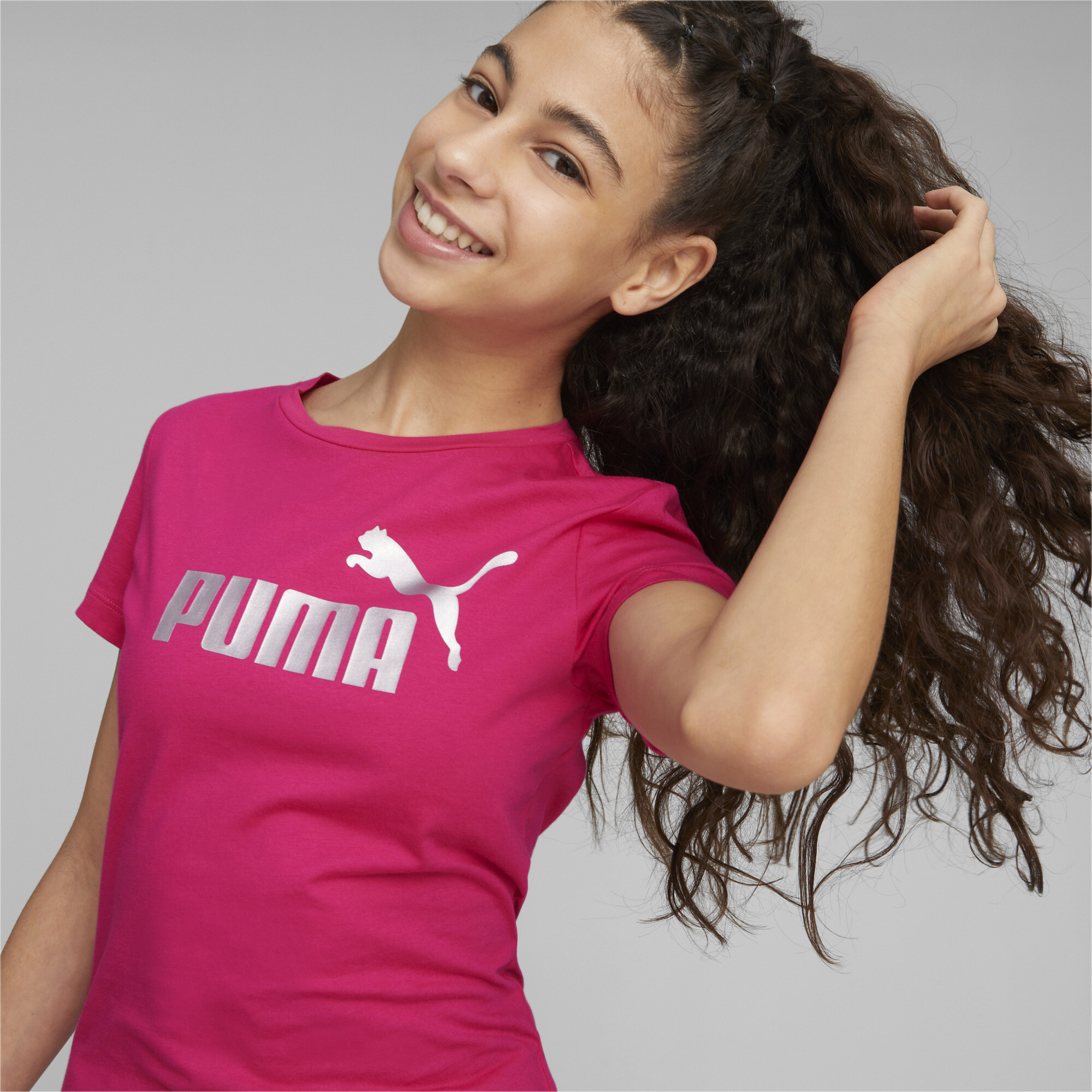 Puma Essentials+ Logo Youth T-Shirt, Pink, Size 11-12Y, Age
