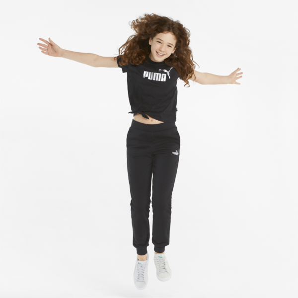 Essentials+ Logo Knotted Tee Youth, Puma Black, large-ZAF