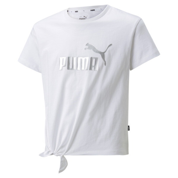 Puma Essentials+ Logo Knotted T-shirt Big Kids In White