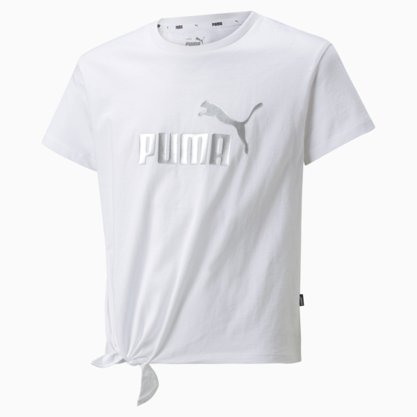 Essentials+ Logo Knotted Tee Youth, Puma White, large-ZAF