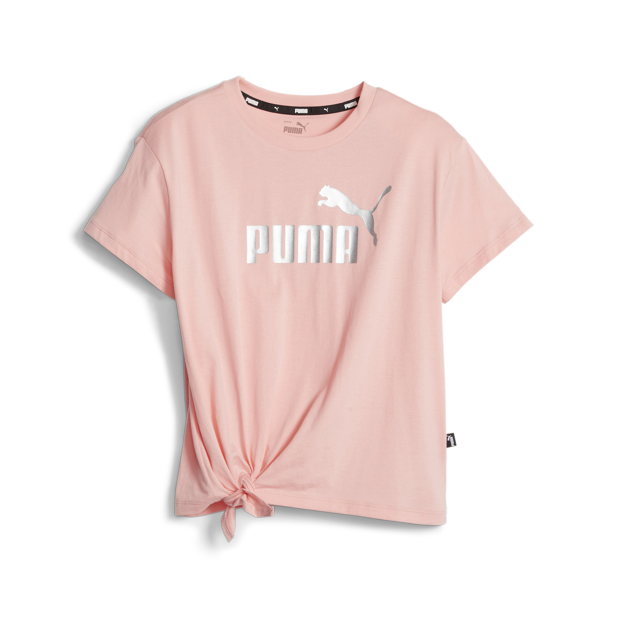 Puma Essentials+ Logo Knotted Youth T-Shirt, Pink, Size 5-6Y, Clothing