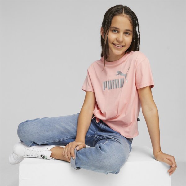 Essentials+ Logo Knotted Tee Youth, Peach Smoothie, large-ZAF