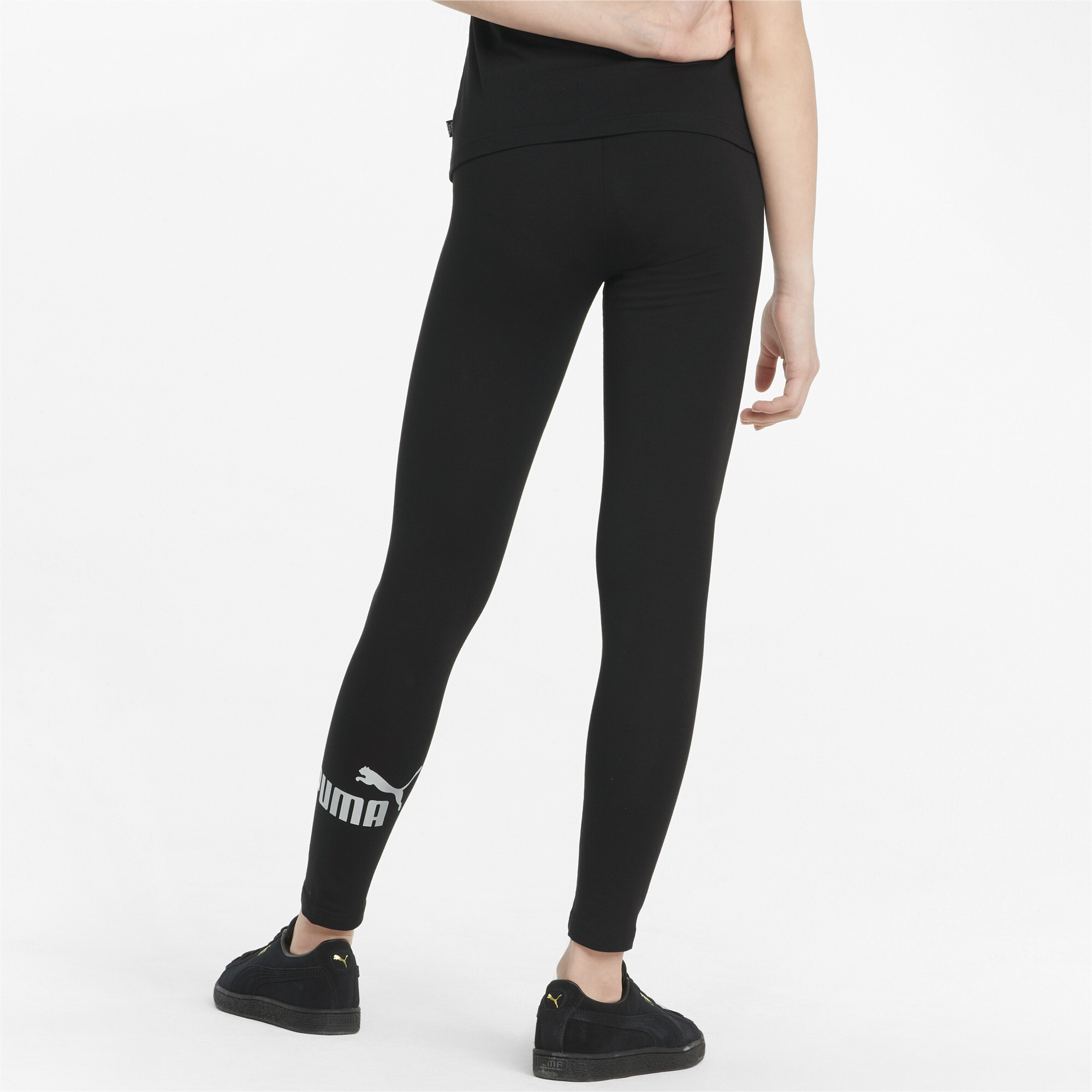 Women's Puma Essentials+ Logo Youth Leggings, Black, Size 9-10Y, Clothing