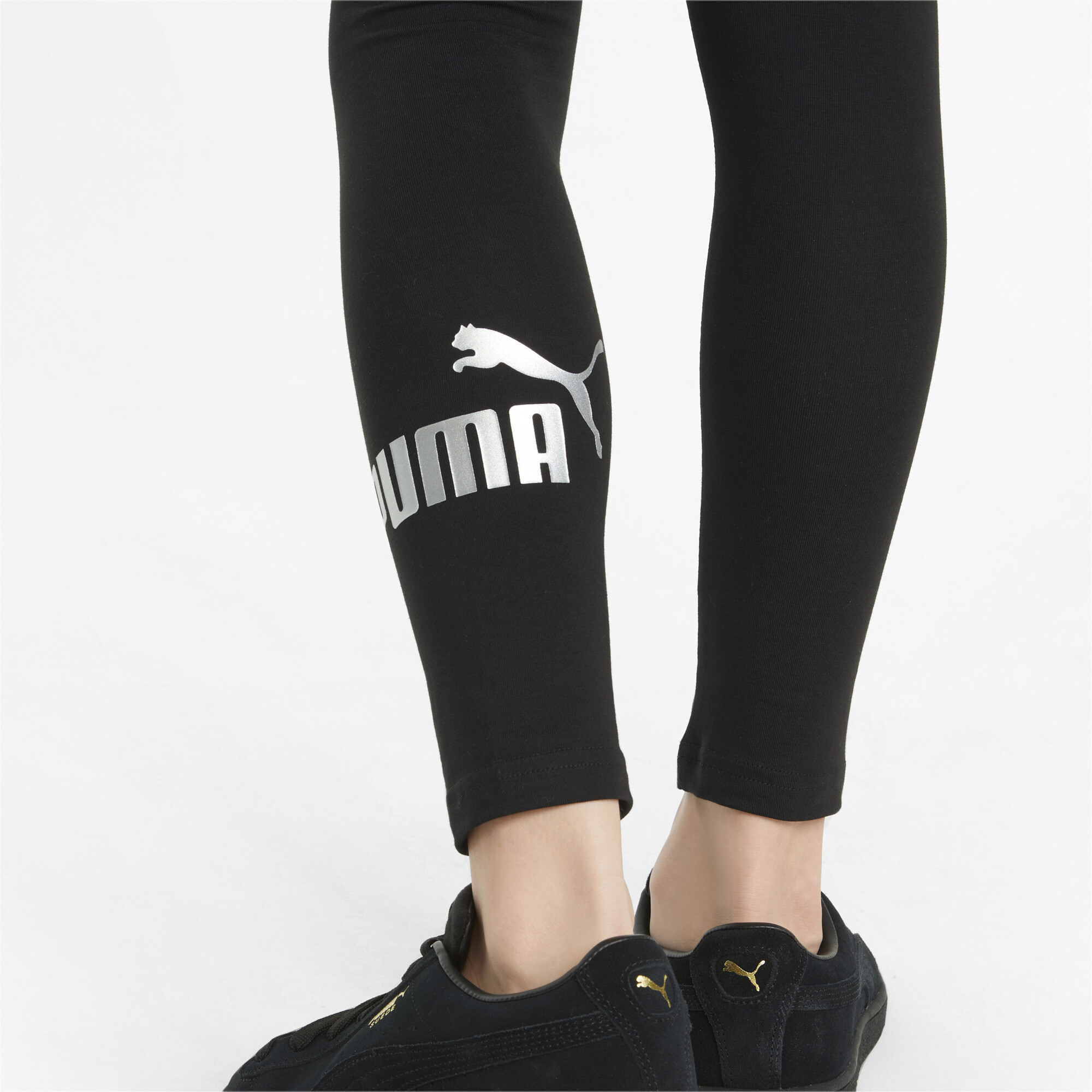PUMA Essentials+ Logo Leggings In Black, Size 4-5 Youth