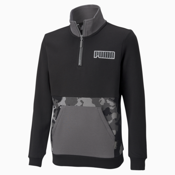 Alpha Quarter-Zip Youth Sweatshirt, Puma Black, large-ZAF