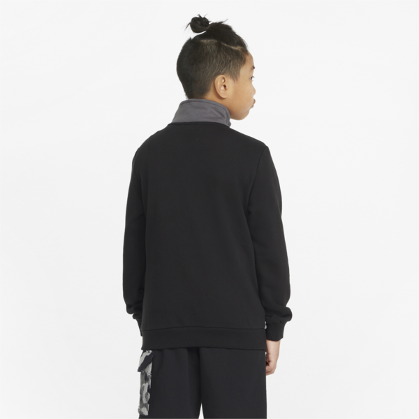 Alpha Quarter-Zip Youth Sweatshirt, Puma Black, large-ZAF
