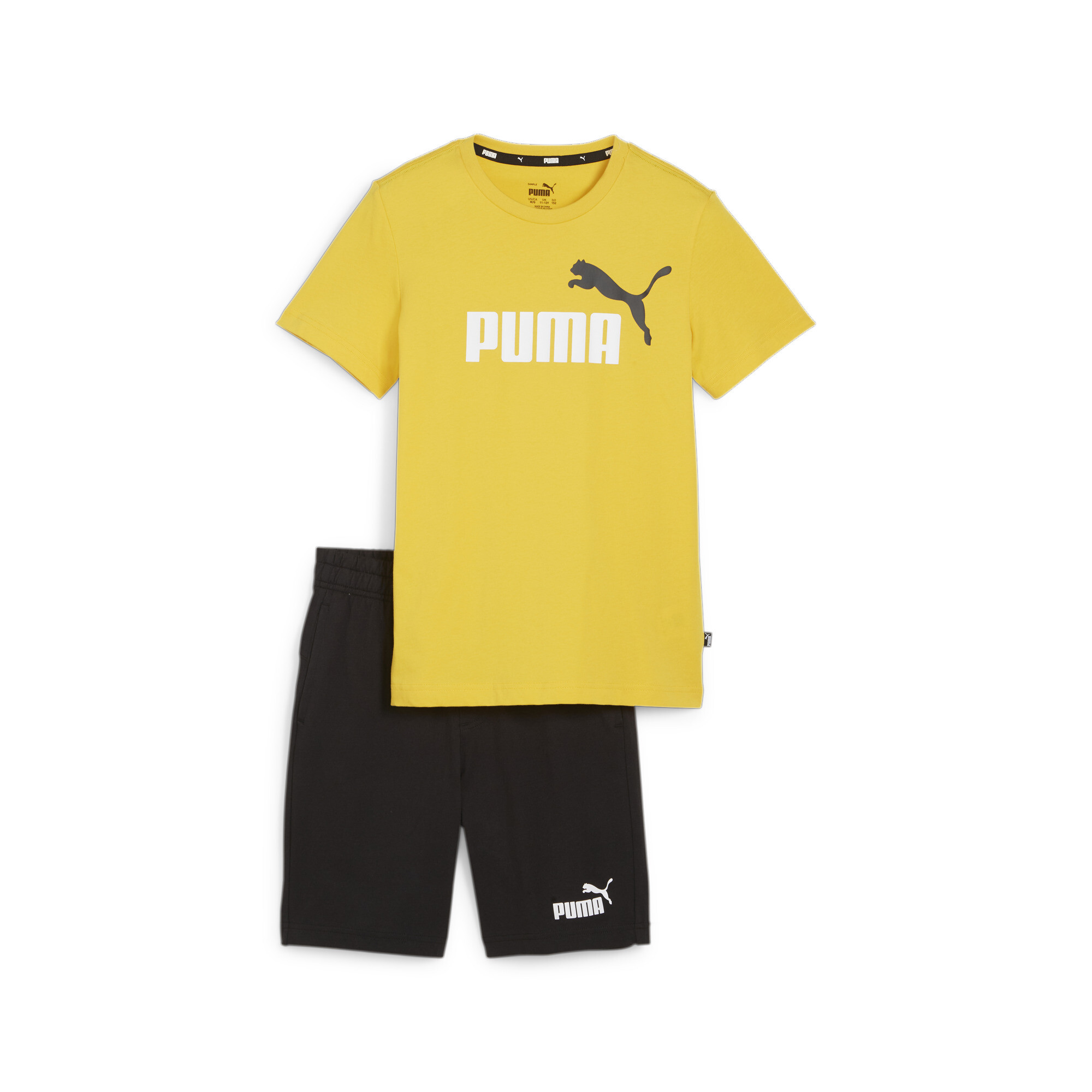 Men's Puma Jersey Youth Shorts Set, Yellow, Size 4-5Y, Clothing