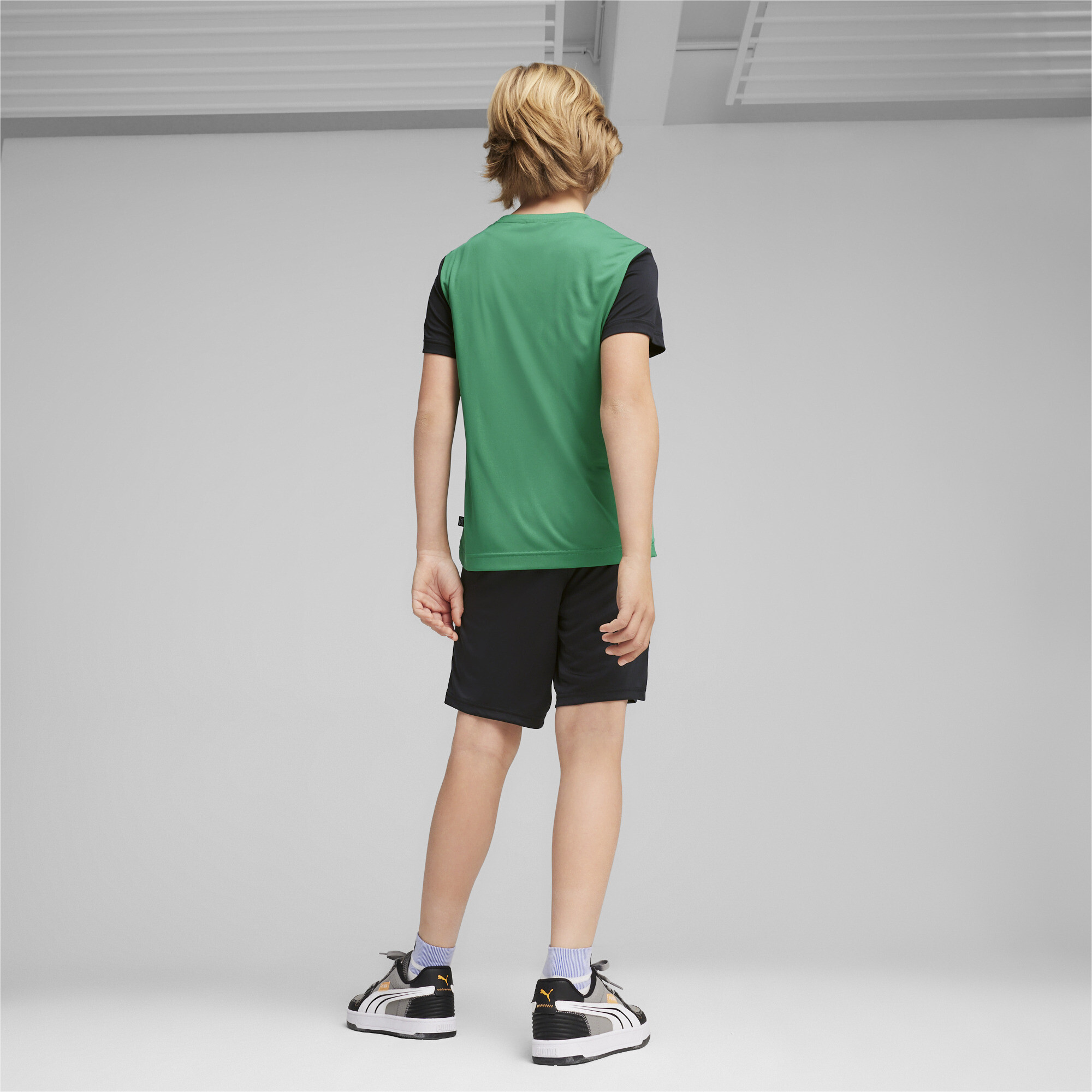 Men's Puma Polyester Youth Shorts Set, Green, Size 7-8Y, Clothing