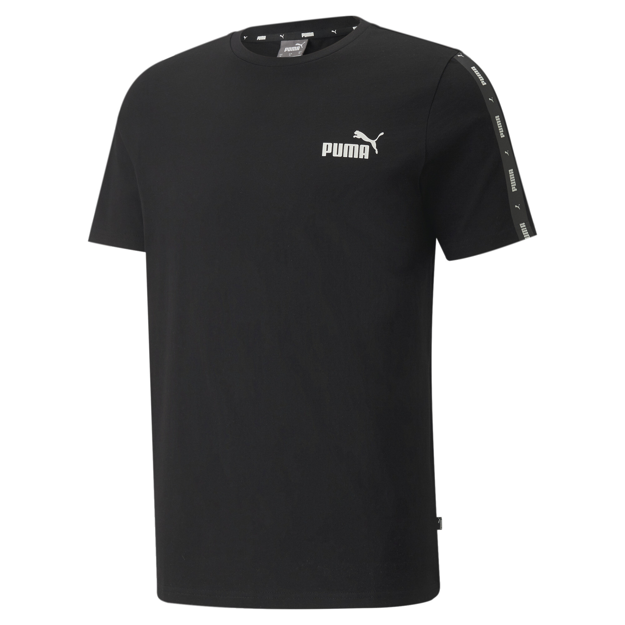 Men's Puma Essentials+ Tape T-Shirt, Black, Size XS, Clothing