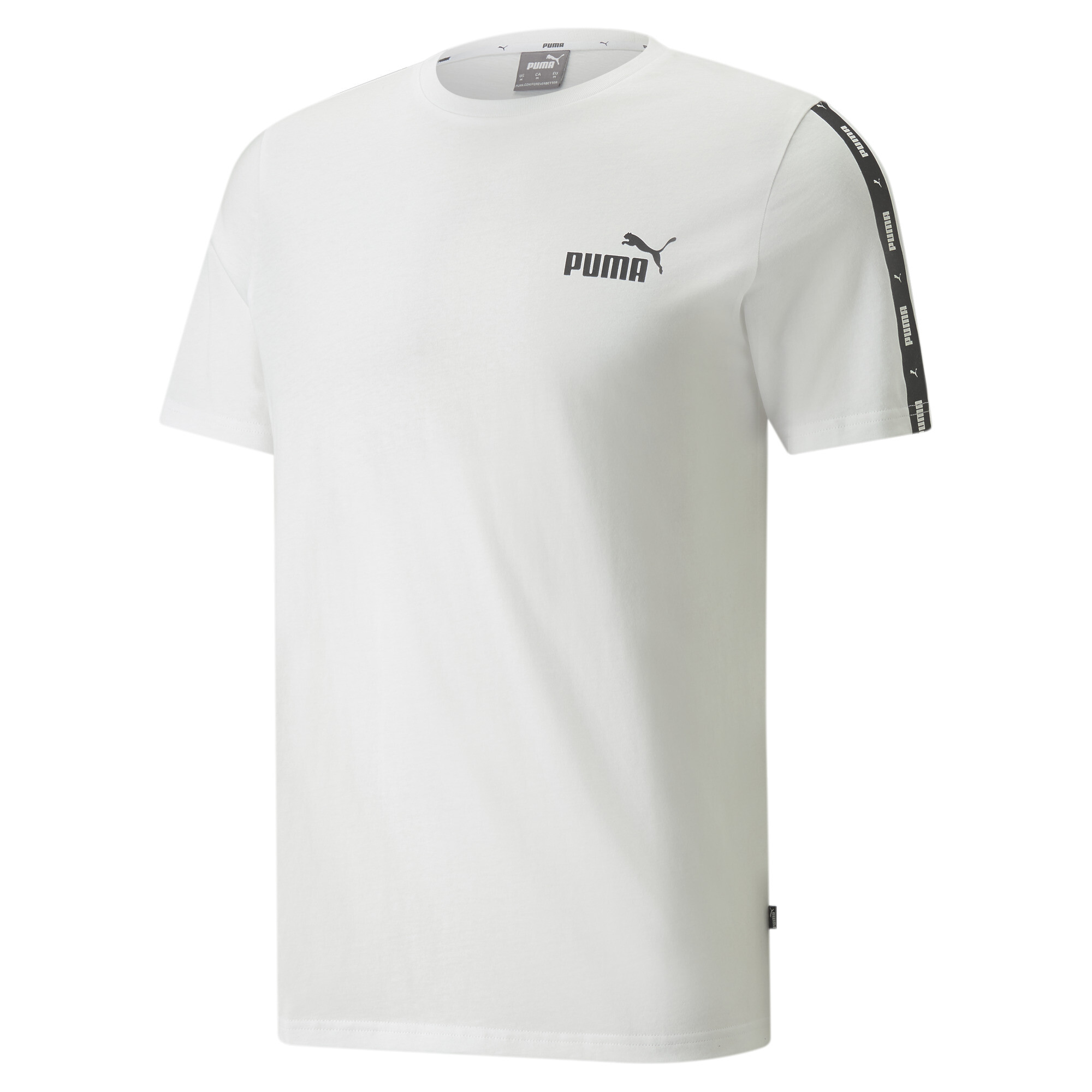 Men's PUMA Essentials+ Tape T-Shirt In 20 - White, Size Medium