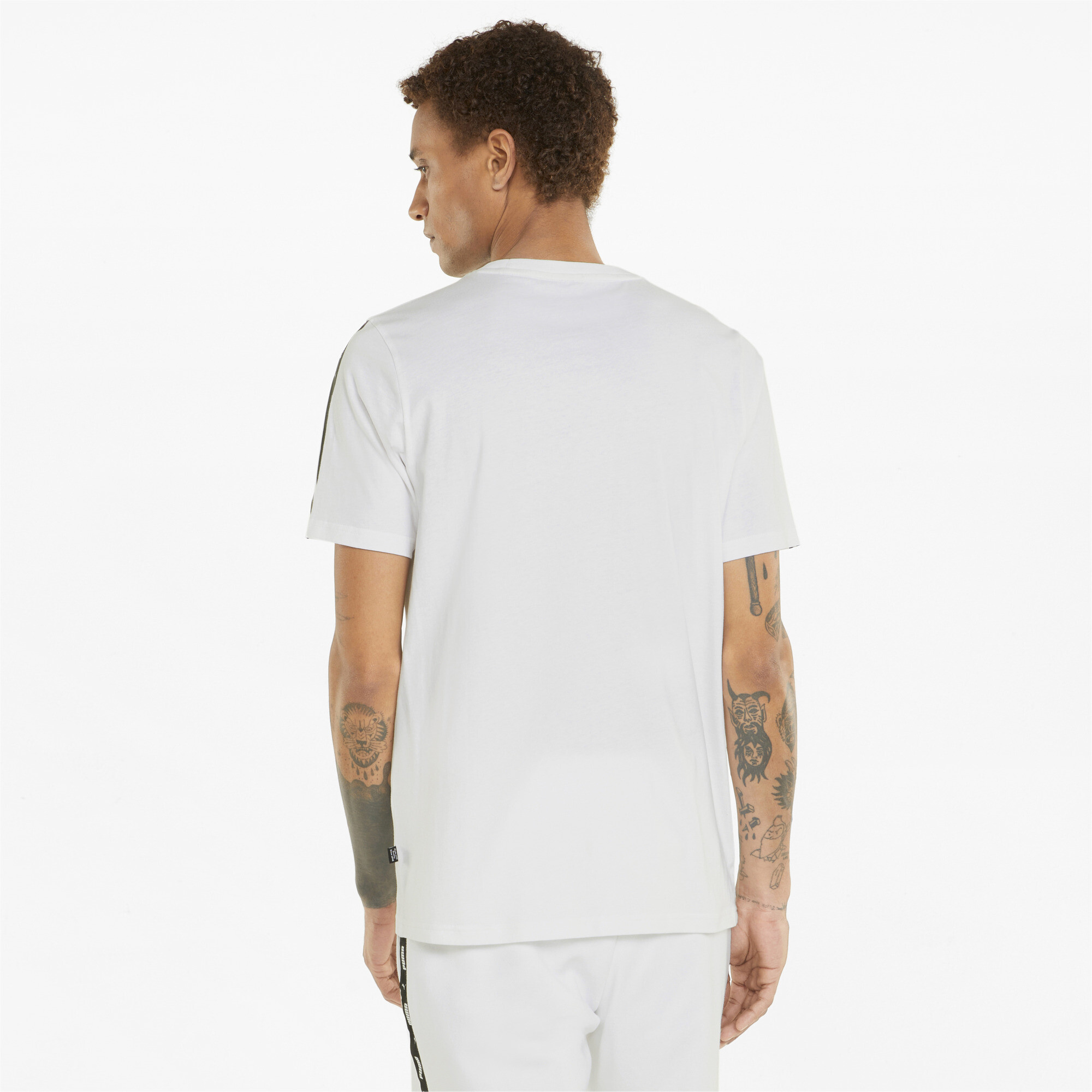 Men's Puma Essentials+ Tape's T-Shirt, White, Size XXS, Clothing