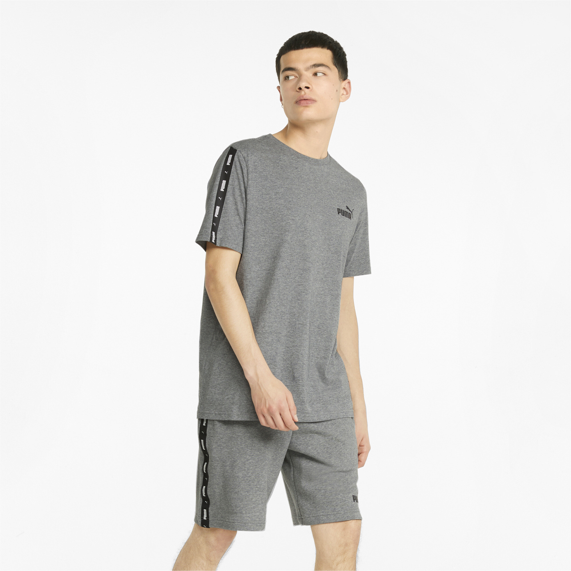Men's Puma Essentials+ Tape's T-Shirt, Gray, Size 4XL, Clothing