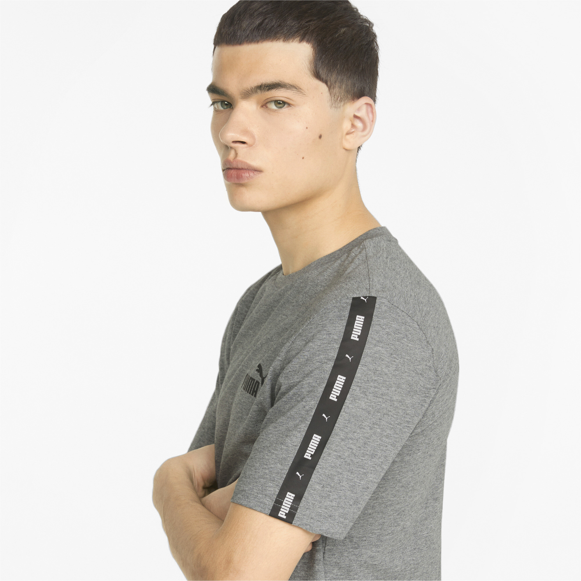 Men's Puma Essentials+ Tape's T-Shirt, Gray, Size 3XL, Clothing