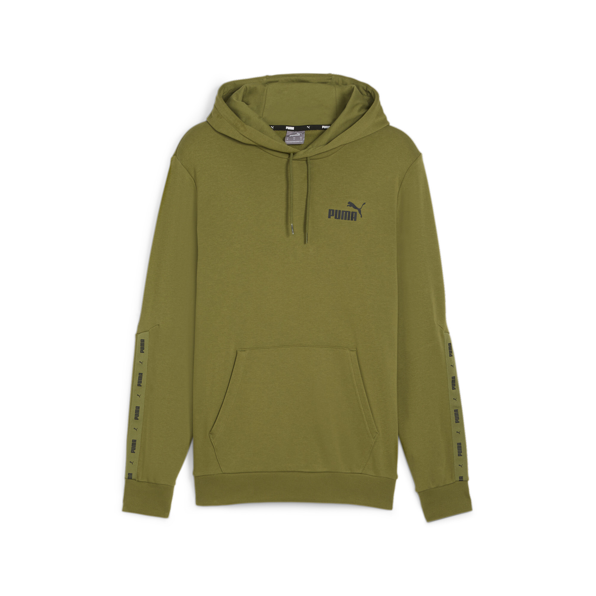 Men's Puma Essentials+ Tape's Hoodie, Green, Size XS, Clothing