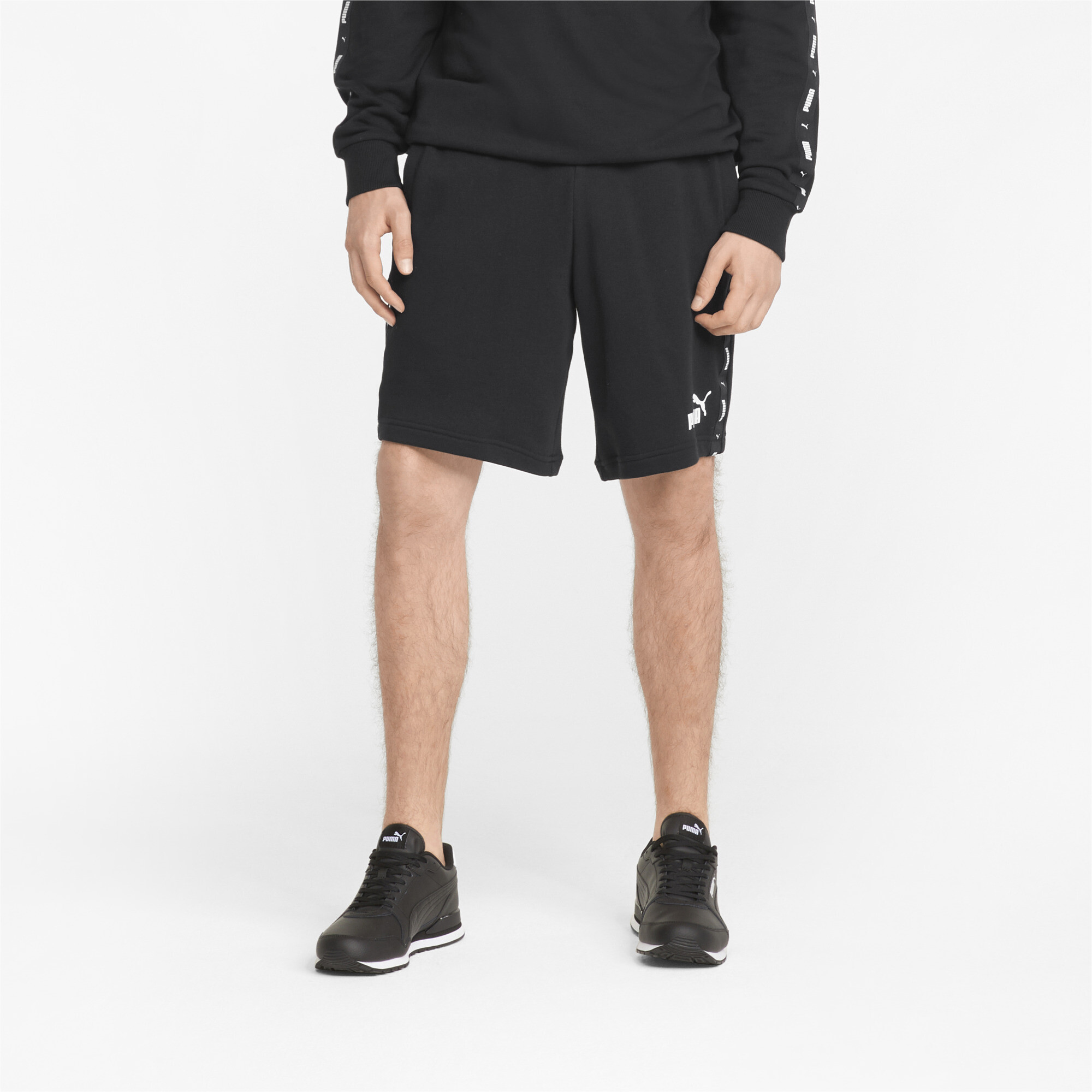 Men's PUMA Essentials+ Tape Shorts In Black, Size XS