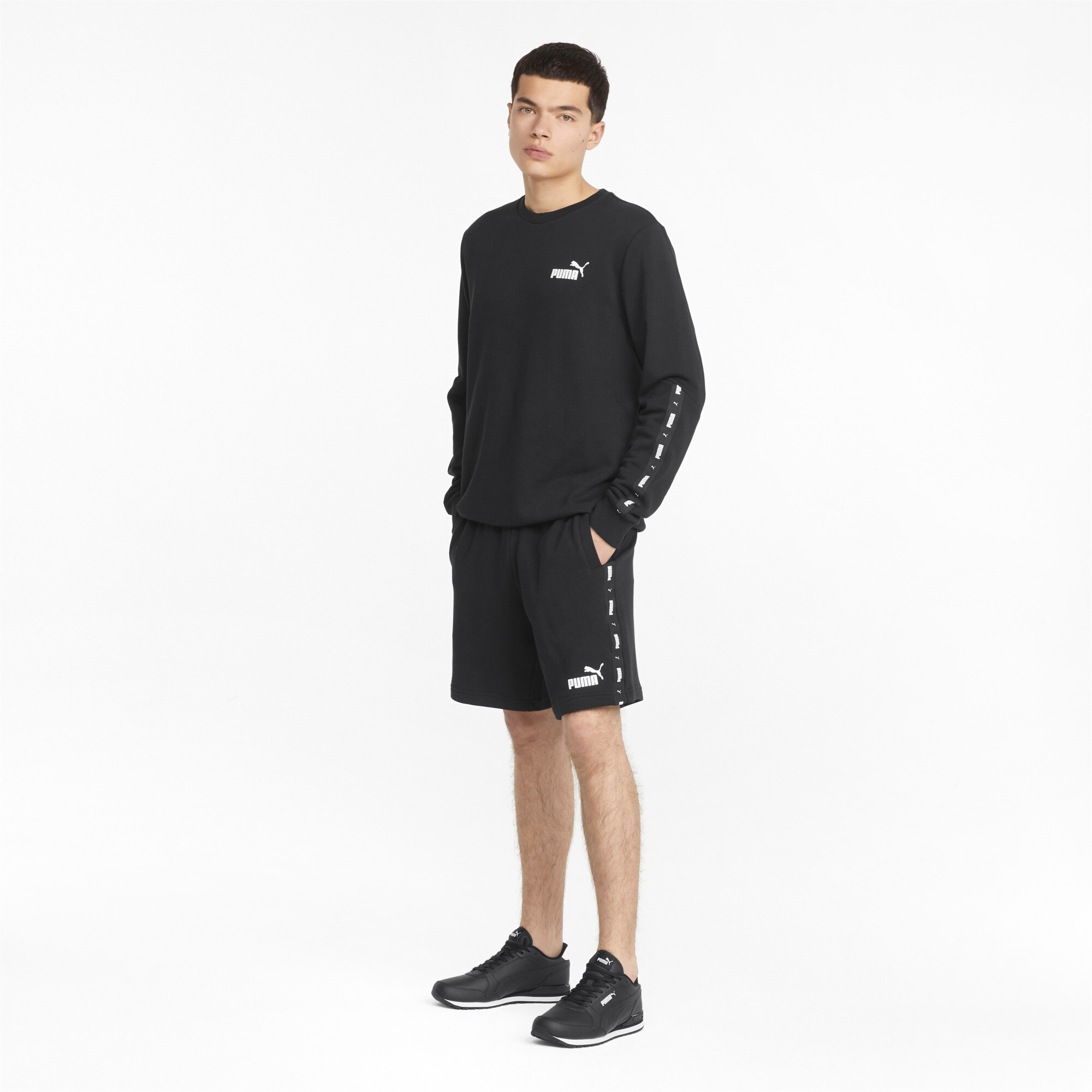 Men's PUMA Essentials+ Tape Shorts In Black, Size XS