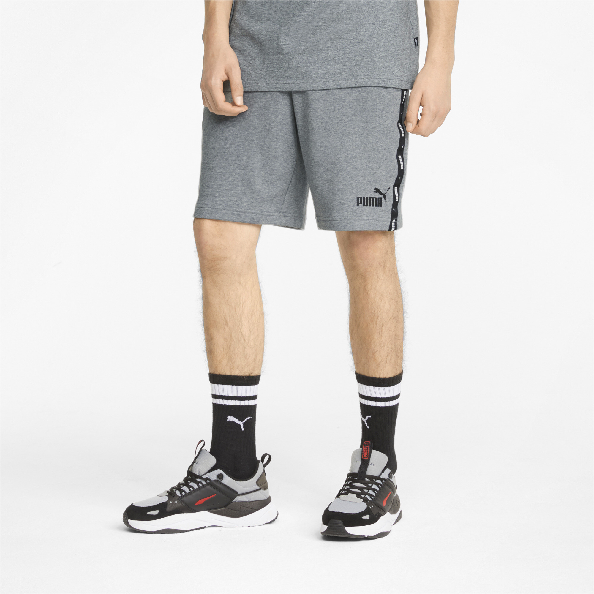 Men's PUMA Essentials+ Tape Shorts In Heather, Size XS