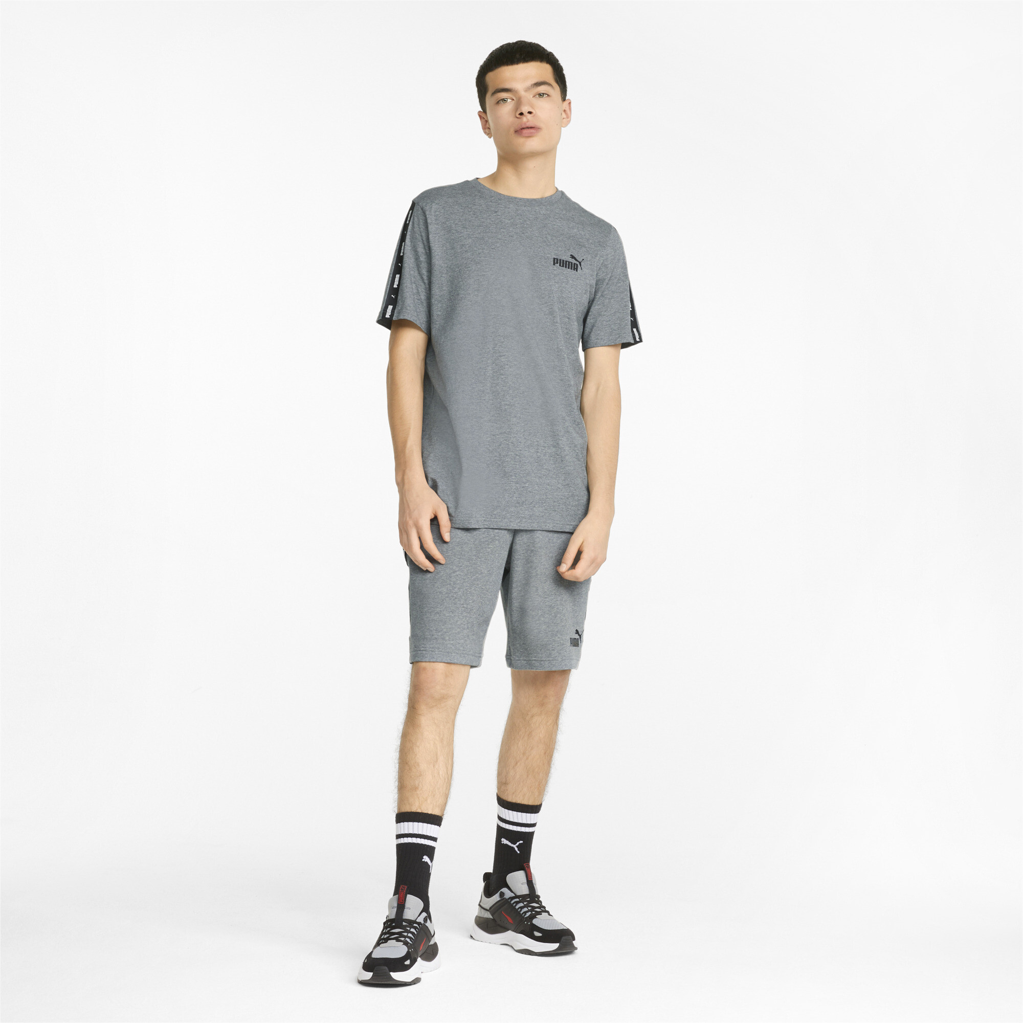 Men's PUMA Essentials+ Tape Shorts In Heather, Size XS