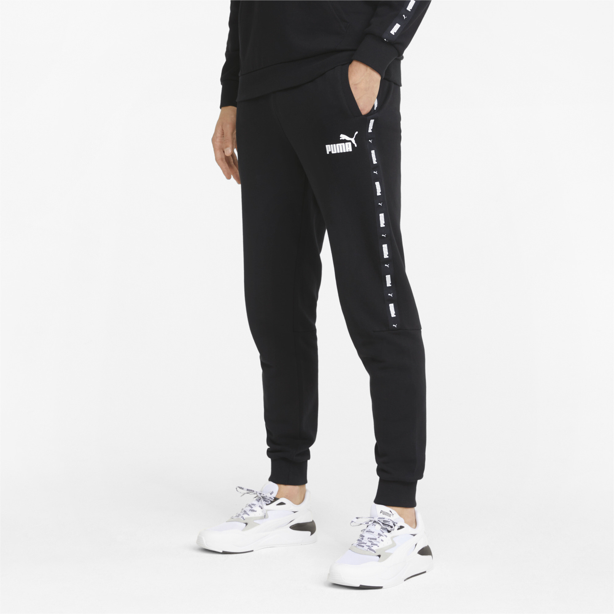 Men's Puma Essentials+ Tape's Sweatpants, Black, Size 4XL, Clothing