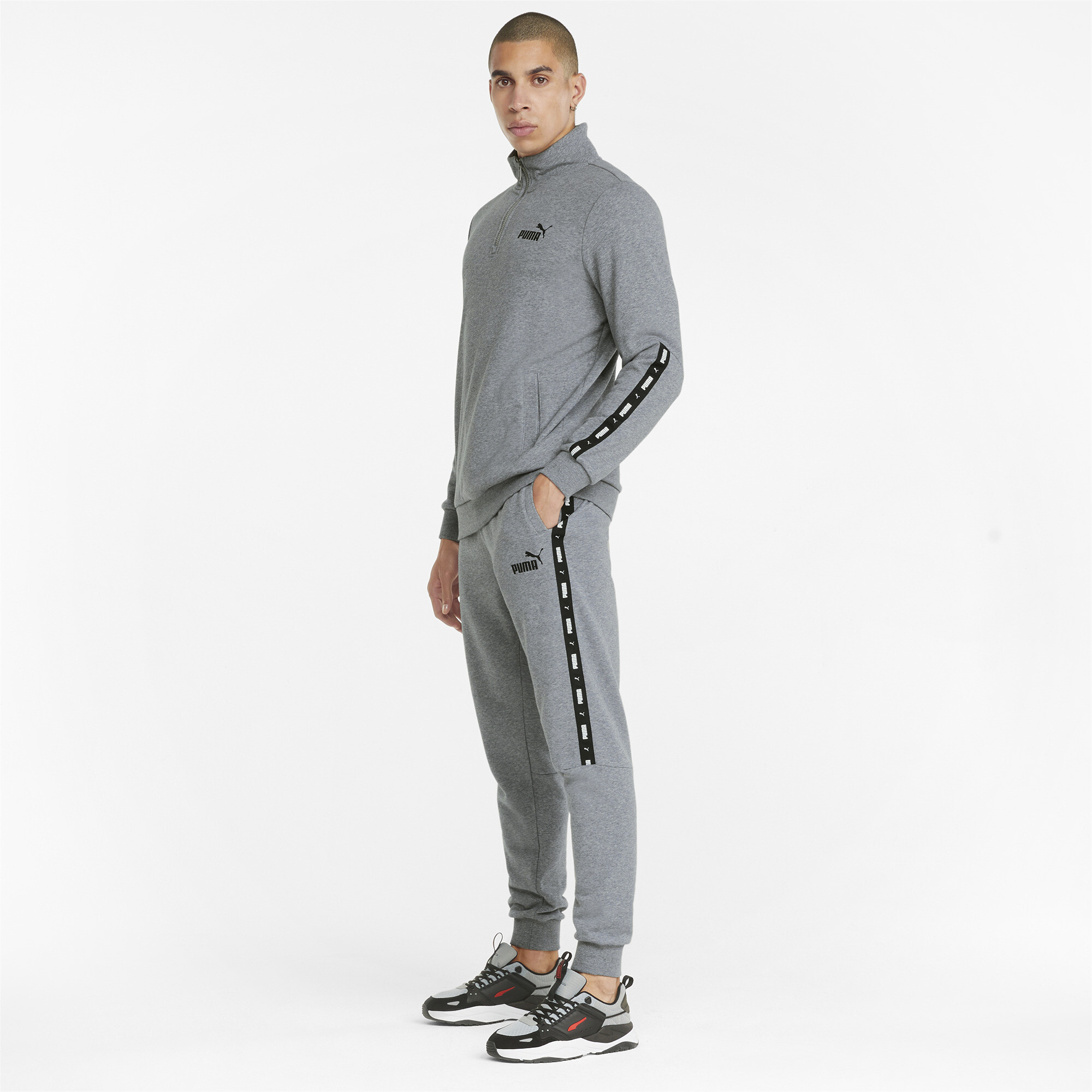 Men's Puma Essentials+ Tape's Sweatpants, Gray, Size S, Clothing