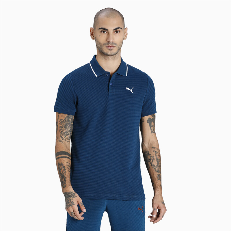 

Men's PUMA Ottoman Slim Fit Polo, Black/blue