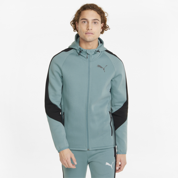 Evostripe Full-Zip Men's Hoodie, Mineral Blue, large-ZAF