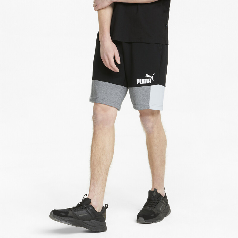 Men's PUMA Essentials+ Block Regular Fit Cotton Shorts in Black size S