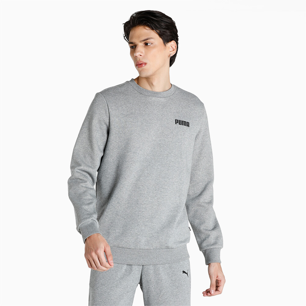Essentials Crew Neck FullLength Men's Sweatshirt Gray PUMA