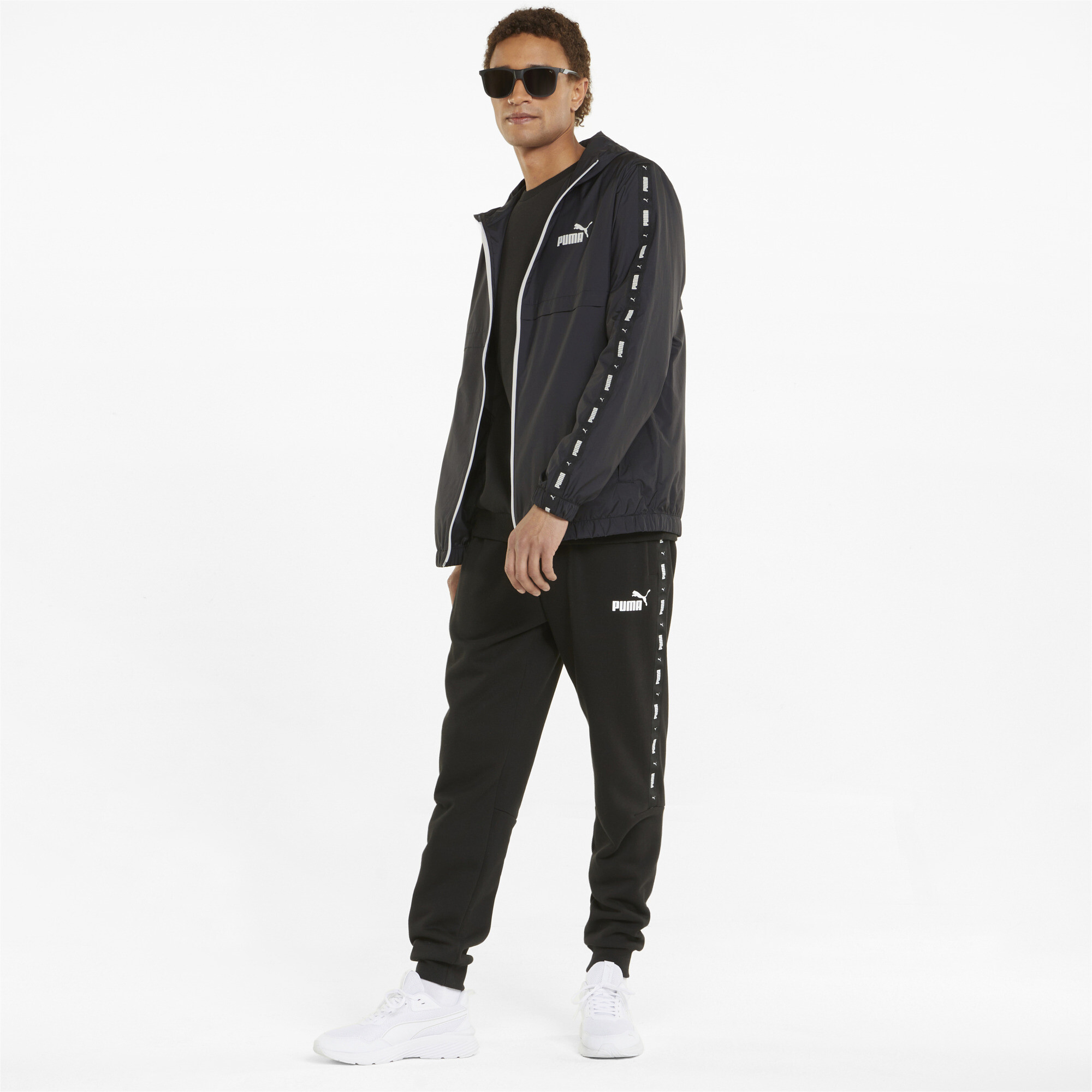 Men's Puma ESS+ Tape's Windbreaker Jacket, Black, Size S, Clothing