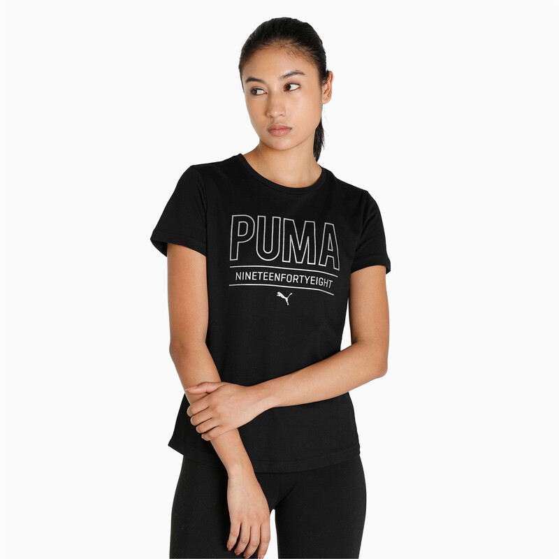 Women's PUMA Graphic II Regular Fit Cotton T-Shirt in Black size S